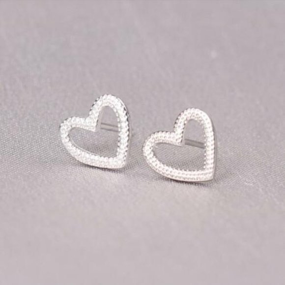 Jewelry - NWOT 925 Sterling Silver Heart Stud Earrings